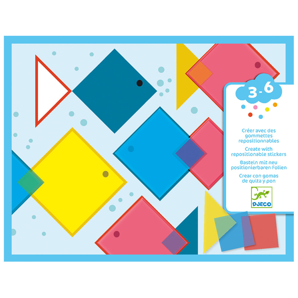 Djeco κολάζ με αυτοκόλλητα επαναχρησιμοποιούμενα τετράγωνα 'Χρώματα -...