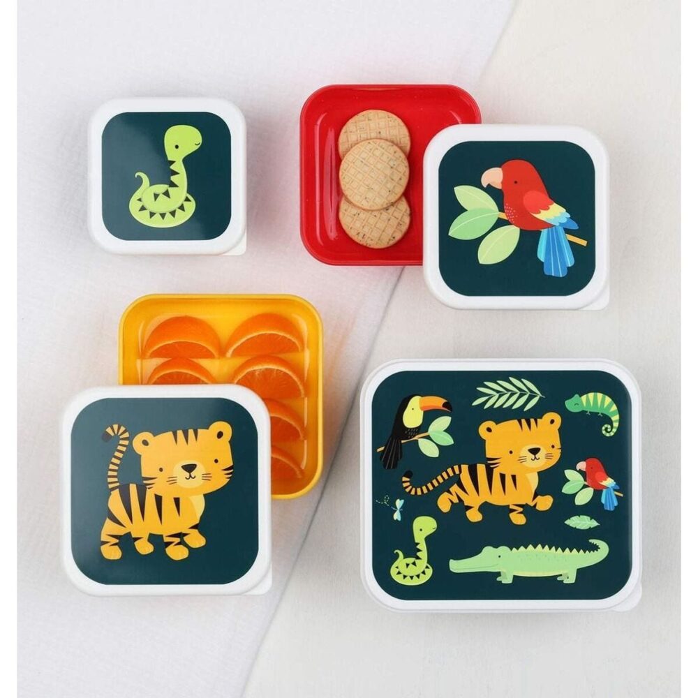A little lovely company Σετ 4 δοχεία φαγητού Lunch & Snack Box Jungle Tiger