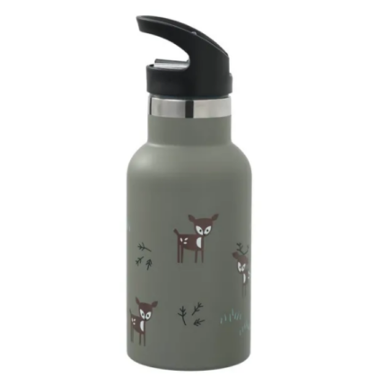 Fresk: Θερμός με διπλό τοίχωμα από ανοξείδωτο ατσάλι και ενσωματωμένο καλαμάκι 350ml - Deer Olive