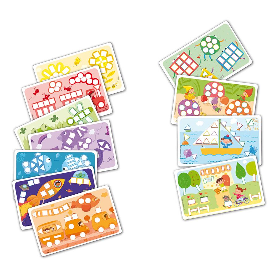 Playmais: Κατασκευές με κάρτες και σφουγγαράκια 14τεμ. - Κάρτες με σχήματα