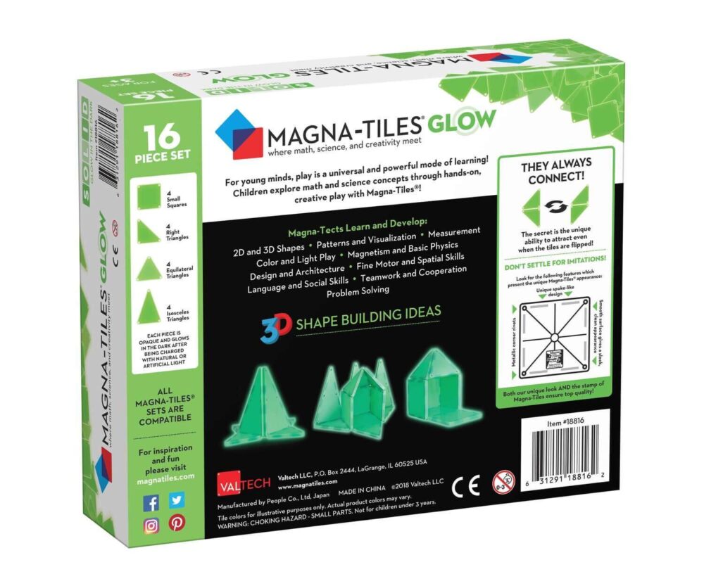 Magna-Tiles Μαγνητικό Παιχνίδι 16 κομματιών Glow
