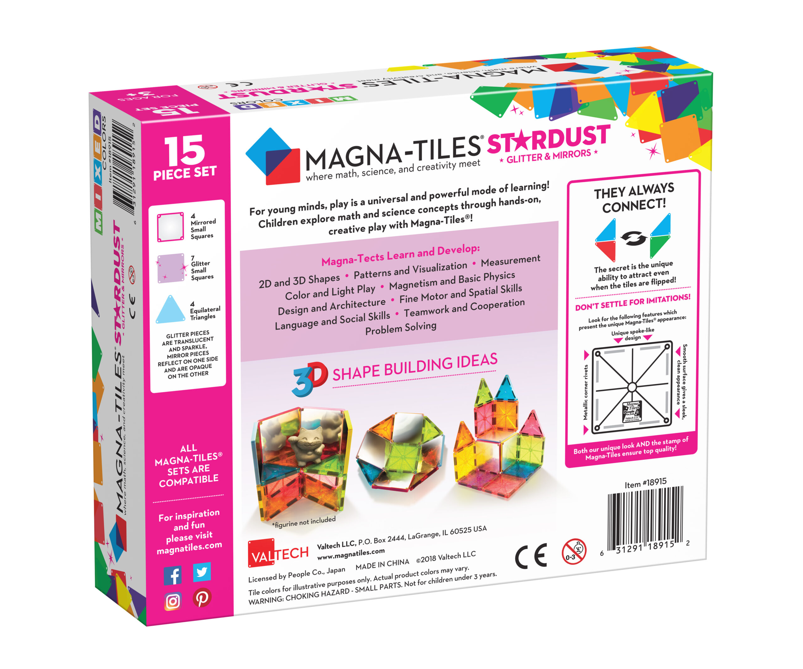 Magna-Tiles Μαγνητικό Παιχνίδι 15 κομματιών Stardust