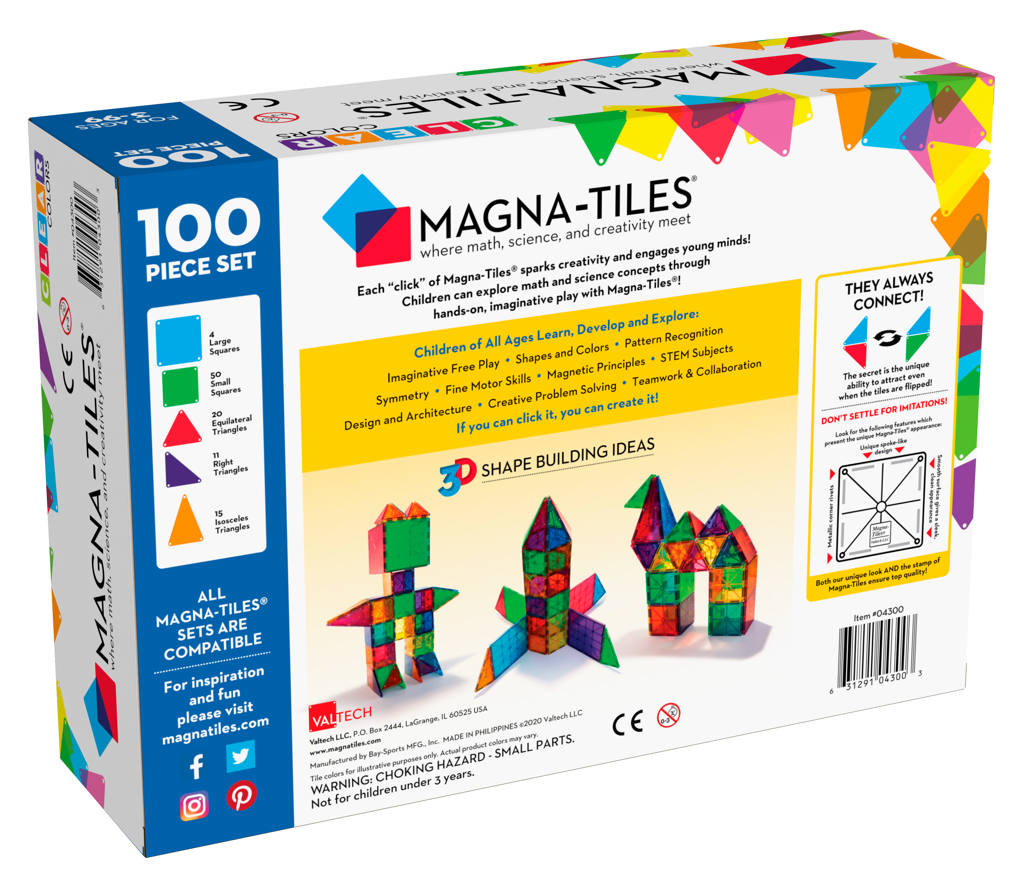 Magna-Tiles Μαγνητικό Παιχνίδι 100 κομματιών Clear Colors