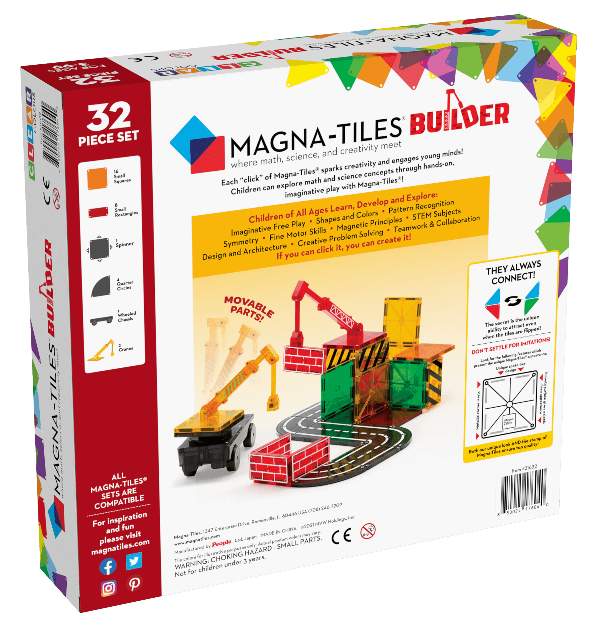 Magna-Tiles Μαγνητικό Παιχνίδι 32 κομματιών Builder