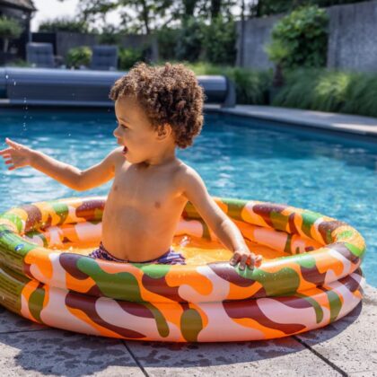 Swim Essentials: Φουσκωτή πισίνα 100εκ. με δύο αεροθαλάμους για μωρά από 1 έτους - "Camouflage"