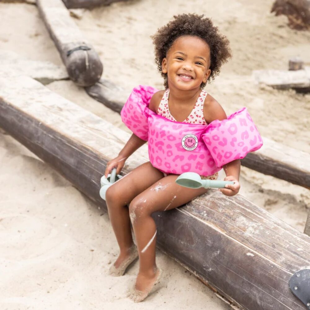 Swim Essentials: Μπρατσάκια με έξτρα θωρακική ενίσχυση για παιδιά με βάρος 15-30 κιλά - "Pink Leopard"