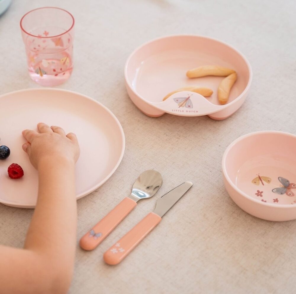 LITTLE DUTCH. Παιδικό σετ φαγητού 6 τεμαχίων Flowers & Butterflies (ροζ)