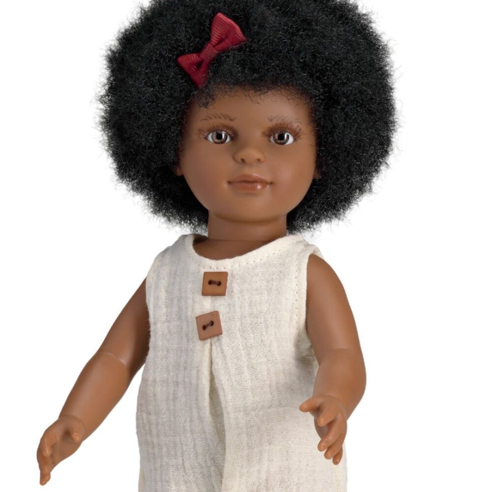 Magic baby κούκλα Νina Afro με ολόσωμη άσπρη φόρμα