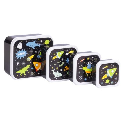 A little lovely company: Σετ 4 δοχεία φαγητού Lunch & Snack Box - Galaxy