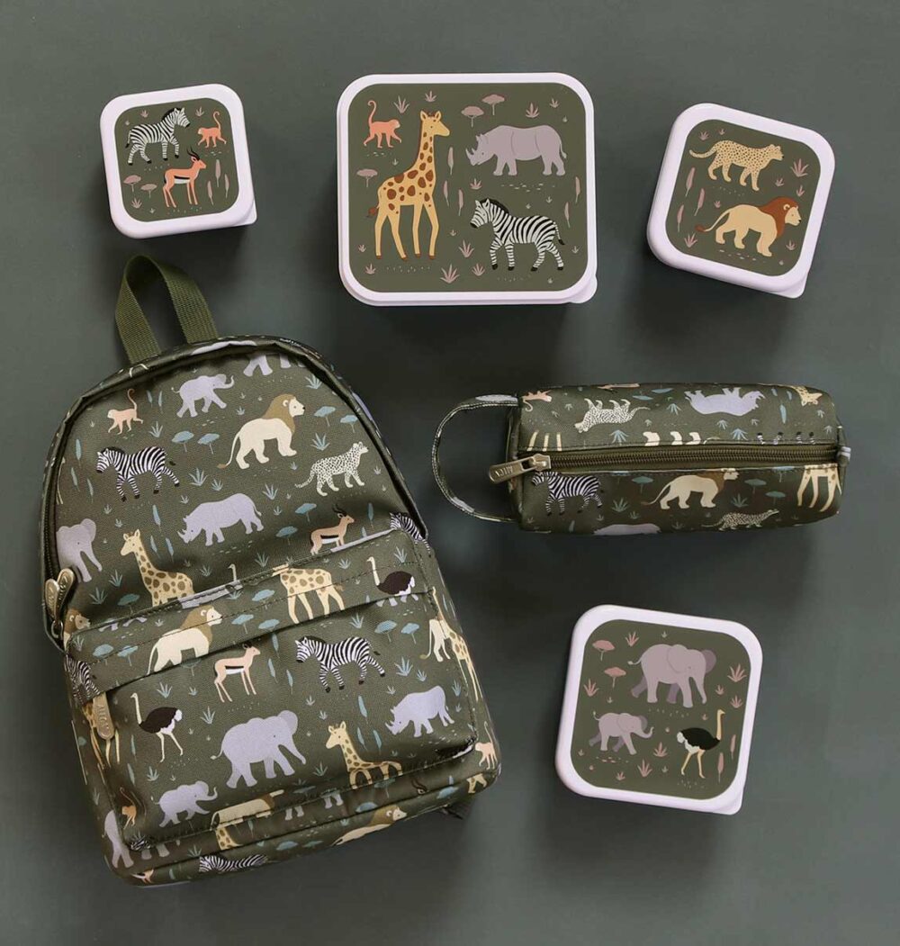 A little lovely company: Σετ 4 δοχεία φαγητού Lunch & Snack Box - Savanna