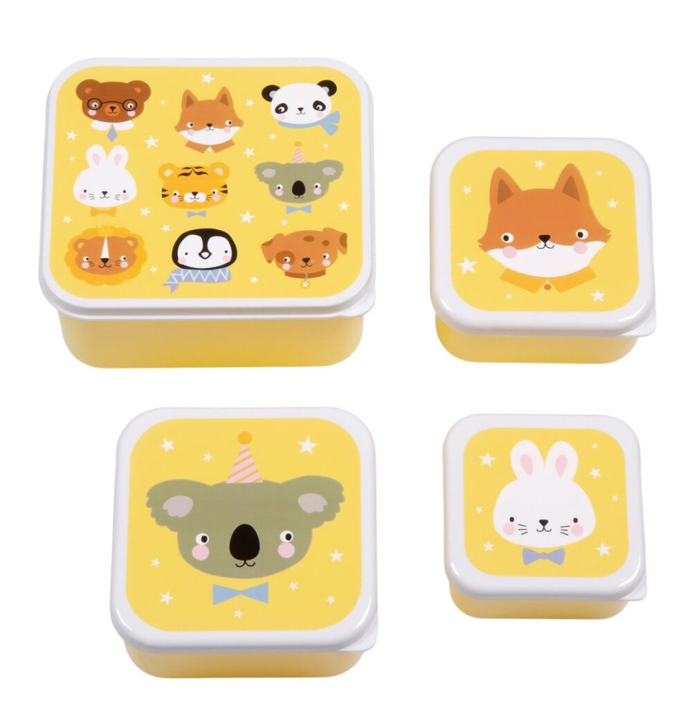 A little lovely company: Σετ 4 δοχεία φαγητού Lunch & Snack Box - Animal Friends