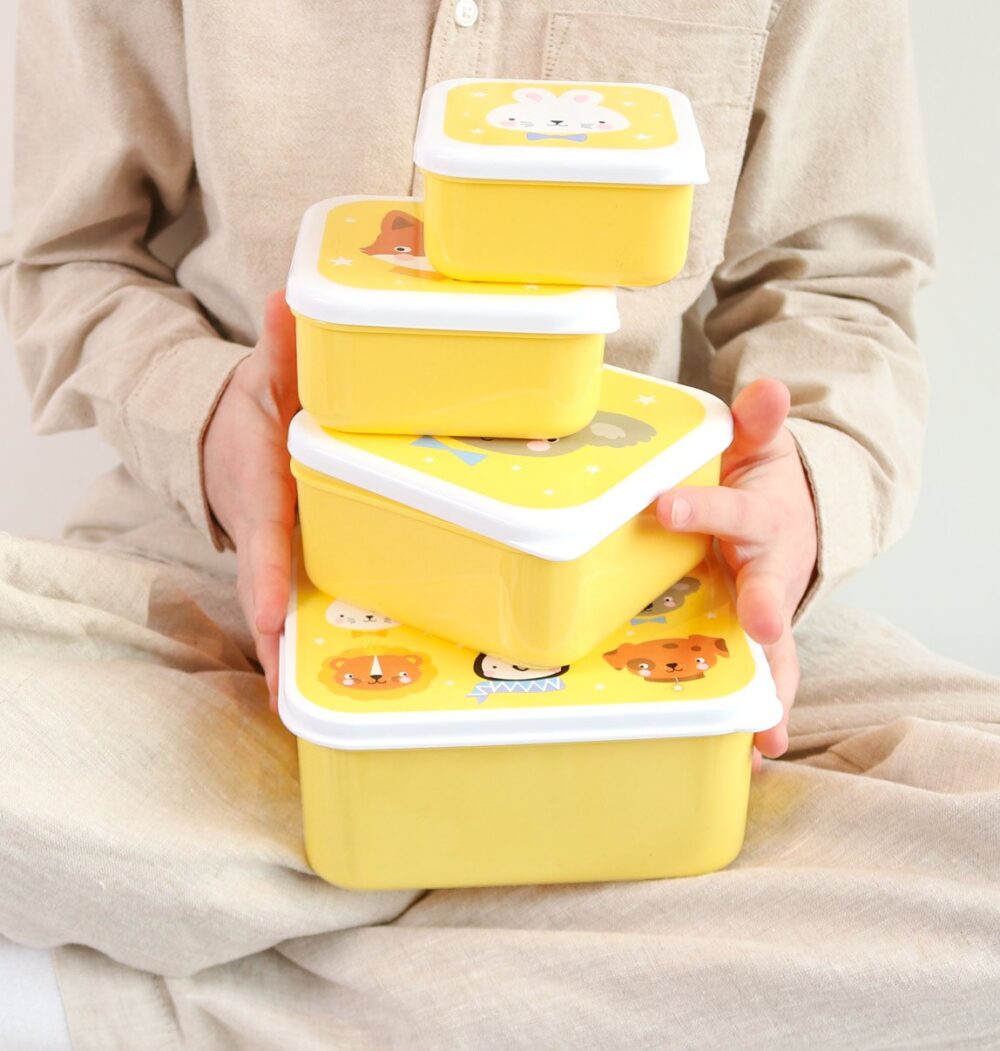 A little lovely company: Σετ 4 δοχεία φαγητού Lunch & Snack Box - Animal Friends