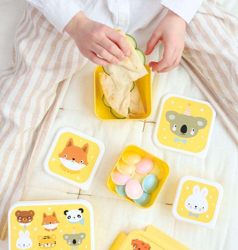 A little lovely company: Σετ 4 δοχεία φαγητού Lunch & Snack Box - Animal Friends
