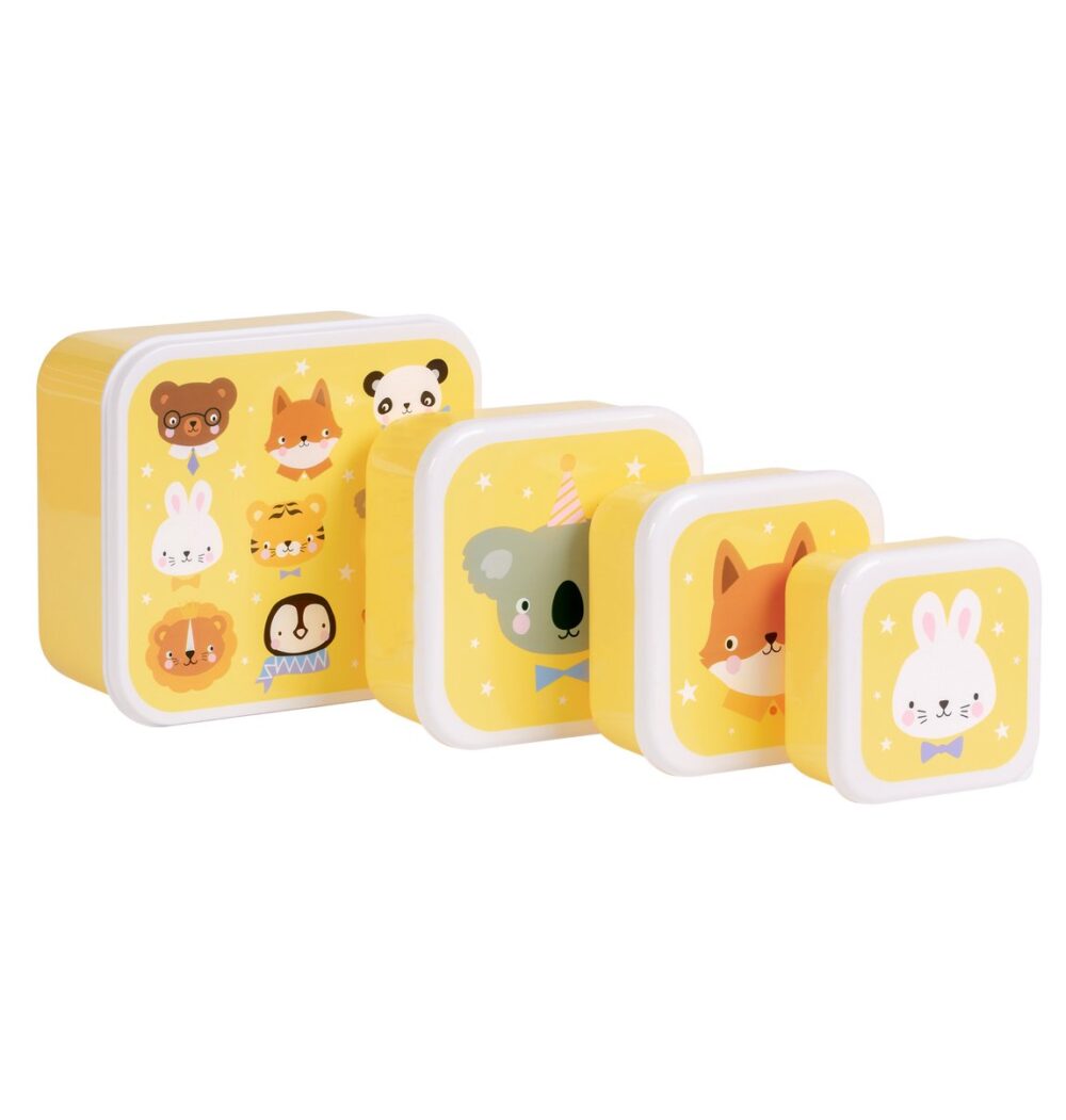 A little lovely company: Σετ 4 δοχεία φαγητού Lunch & Snack Box - Animal Friends