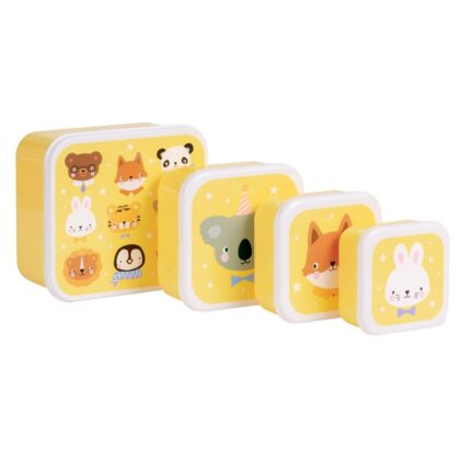 A little lovely company: Σετ 4 δοχεία φαγητού Lunch & Snack Box - Animal Friends