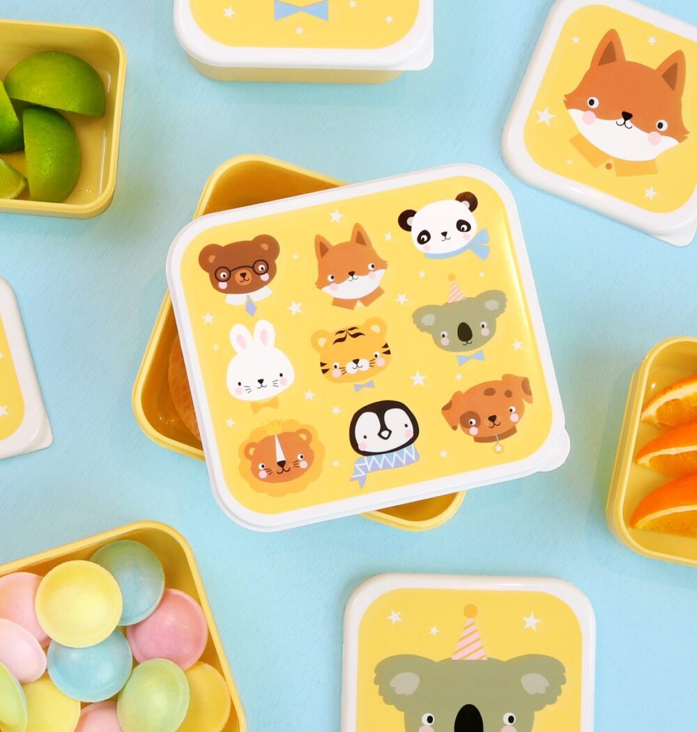 A little lovely company: Σετ 4 δοχεία φαγητού Lunch & Snack Box - Animal Friends