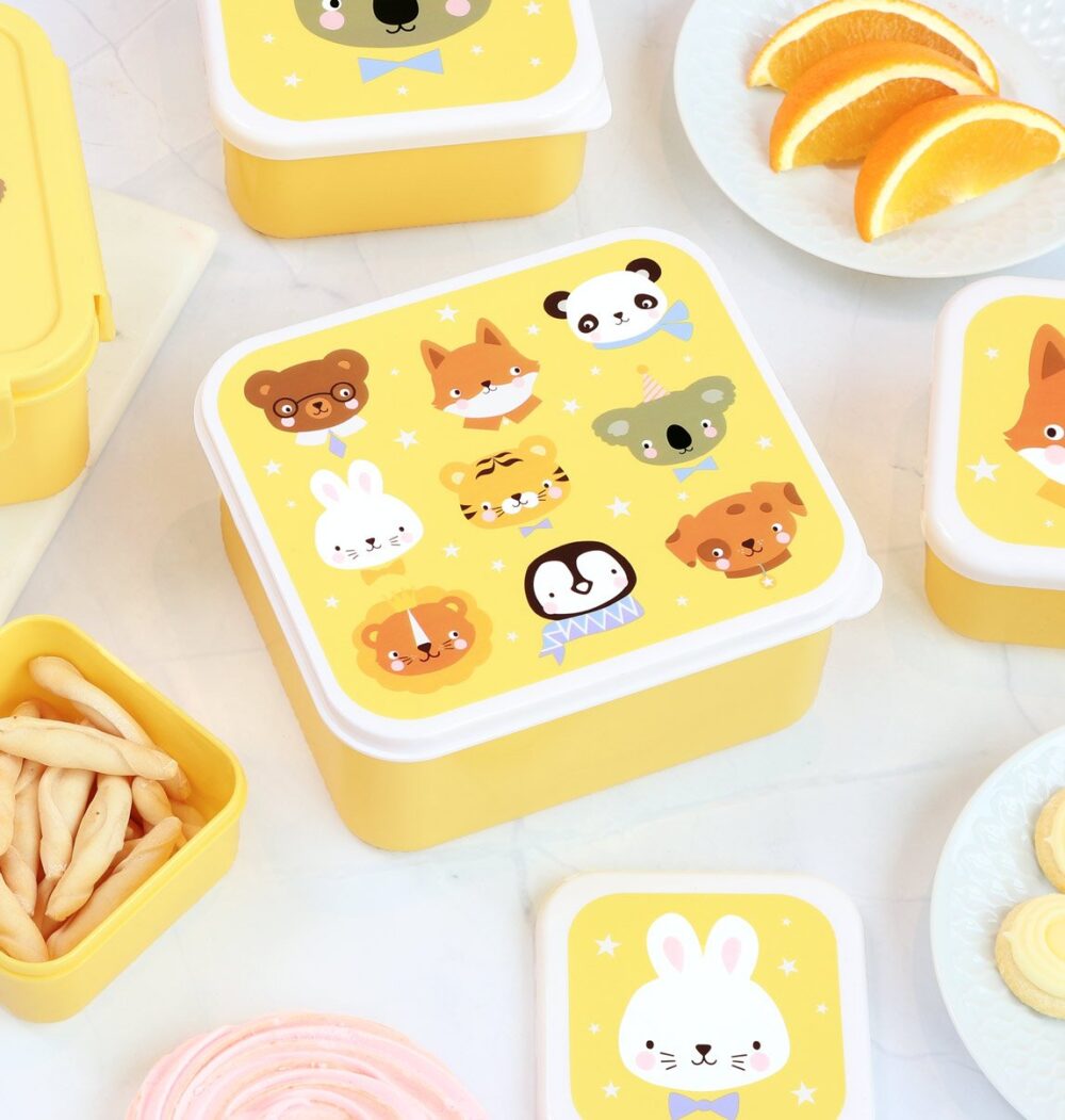 A little lovely company: Σετ 4 δοχεία φαγητού Lunch & Snack Box - Animal Friends