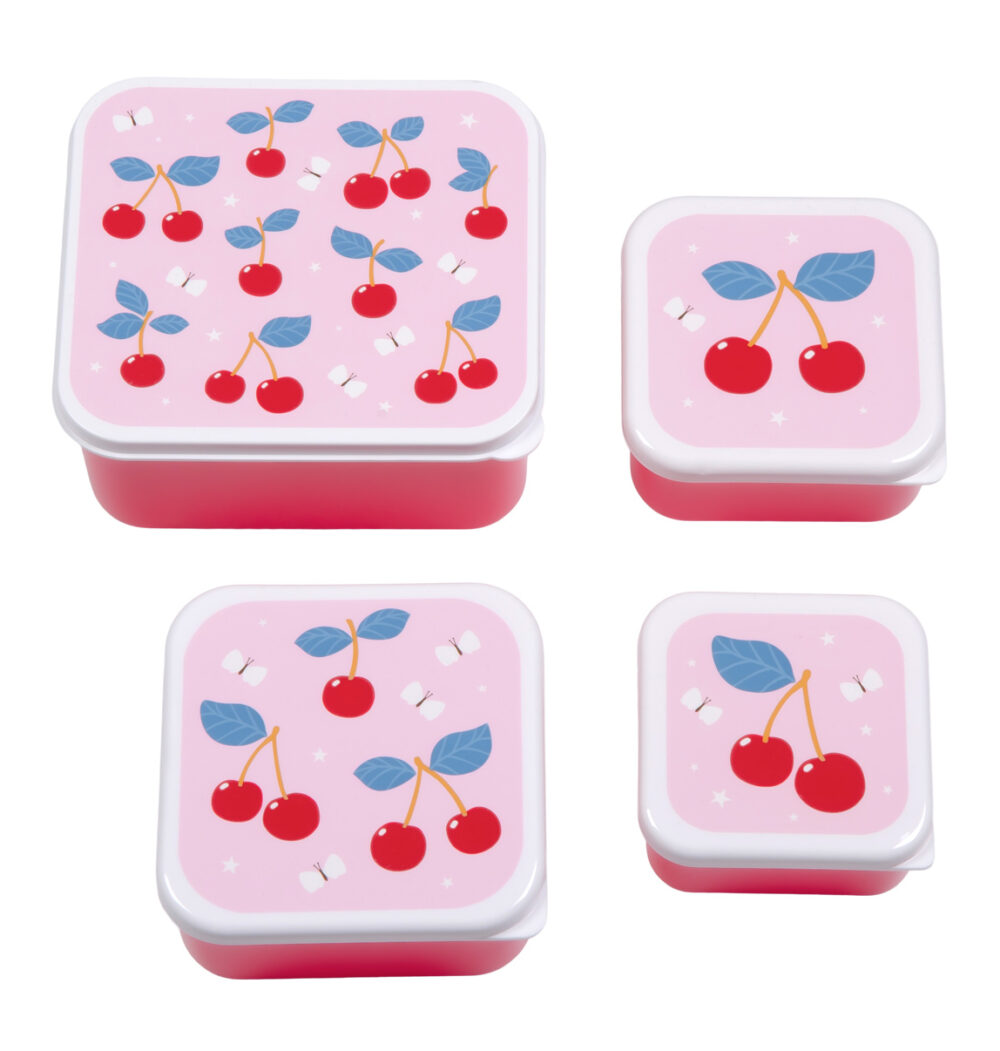 A little lovely company: Σετ 4 δοχεία φαγητού Lunch & Snack Box - Cherries