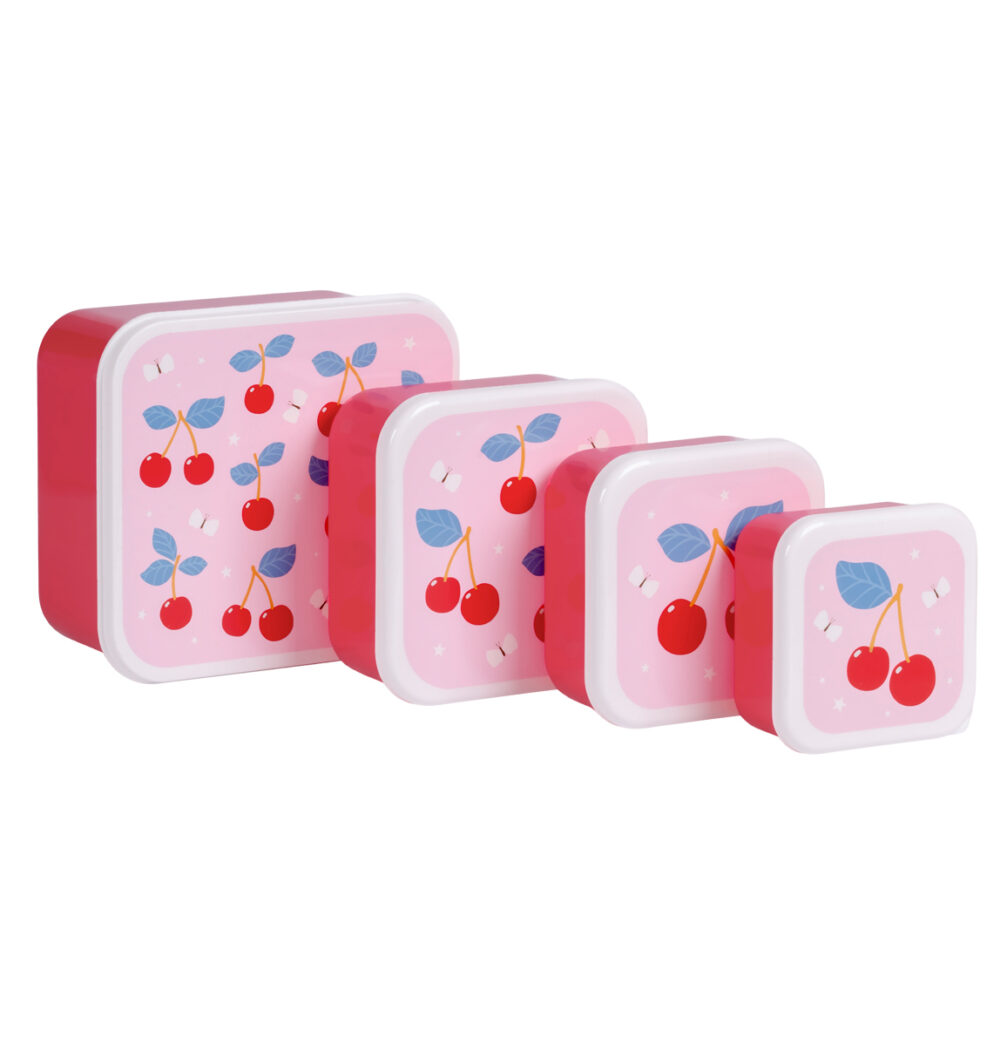 A little lovely company: Σετ 4 δοχεία φαγητού Lunch & Snack Box - Cherries