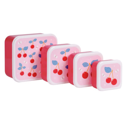 A little lovely company: Σετ 4 δοχεία φαγητού Lunch & Snack Box - Cherries