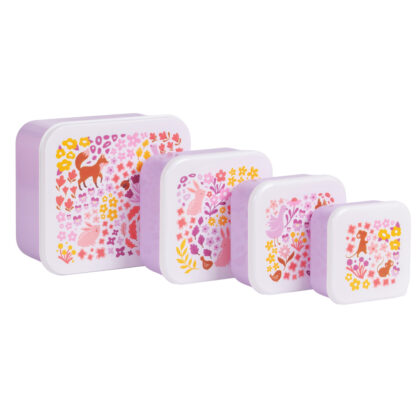 A little lovely company: Σετ 4 δοχεία φαγητού Lunch & Snack Box - Flower garden