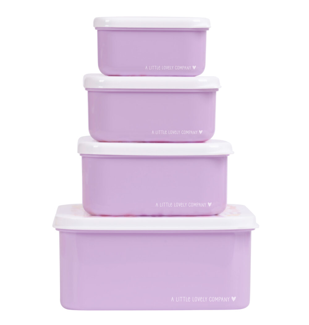 A little lovely company: Σετ 4 δοχεία φαγητού Lunch & Snack Box - Flower garden