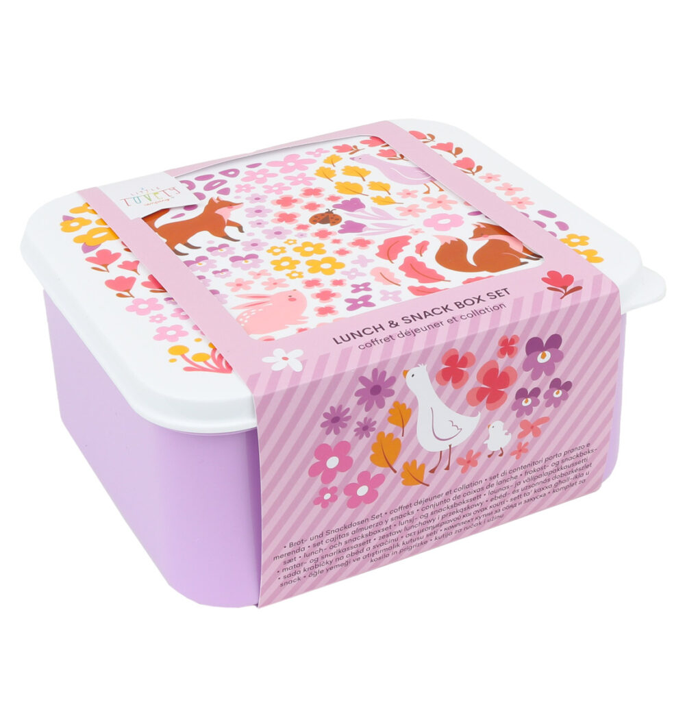 A little lovely company: Σετ 4 δοχεία φαγητού Lunch & Snack Box - Flower garden