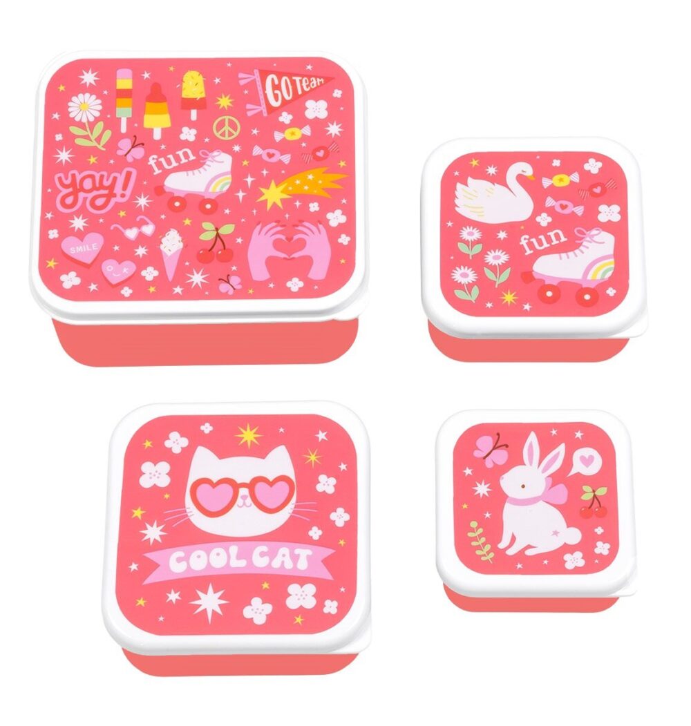 A little lovely company: Σετ 4 δοχεία φαγητού Lunch & Snack Box - Fun
