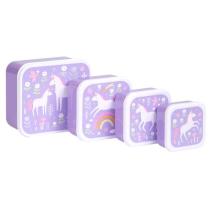 A little lovely company: Σετ 4 δοχεία φαγητού Lunch & Snack Box - Unicorn Dreams