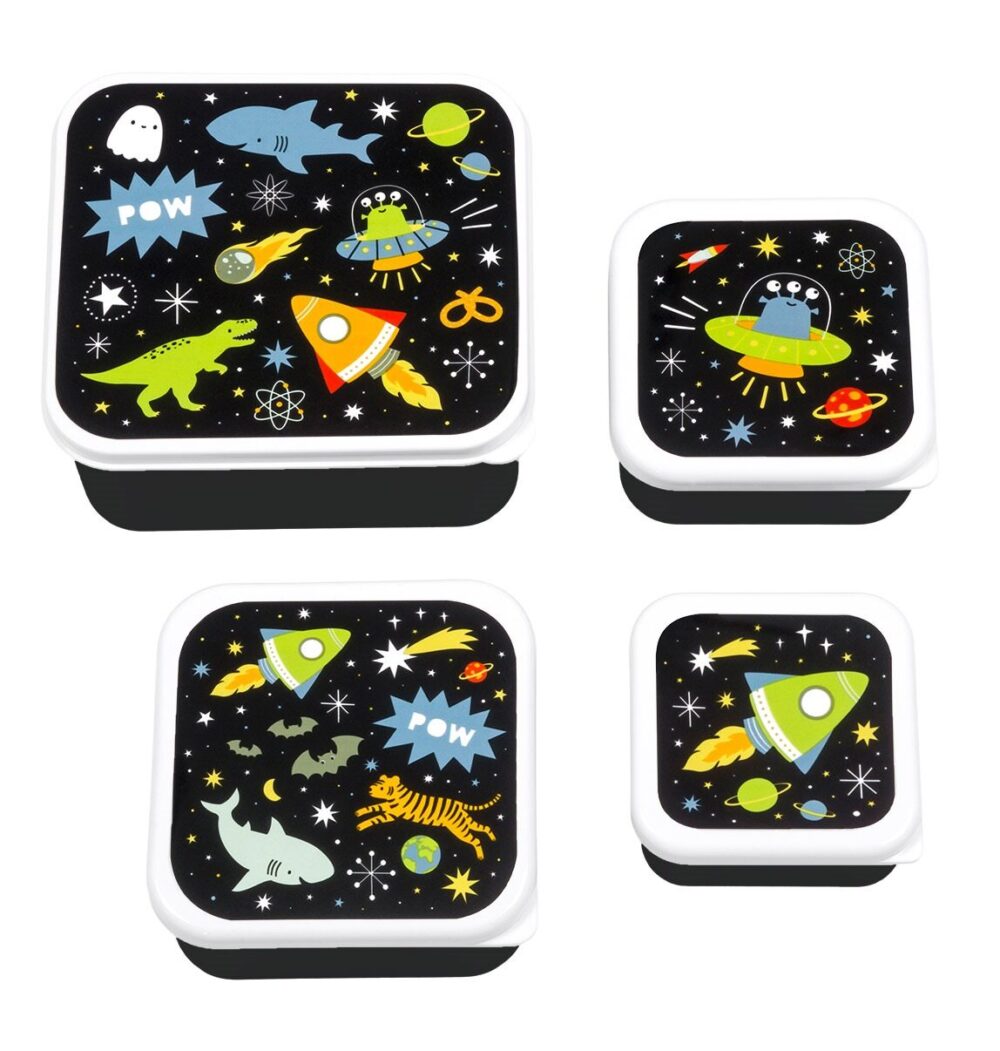 A little lovely company: Σετ 4 δοχεία φαγητού Lunch & Snack Box - Galaxy