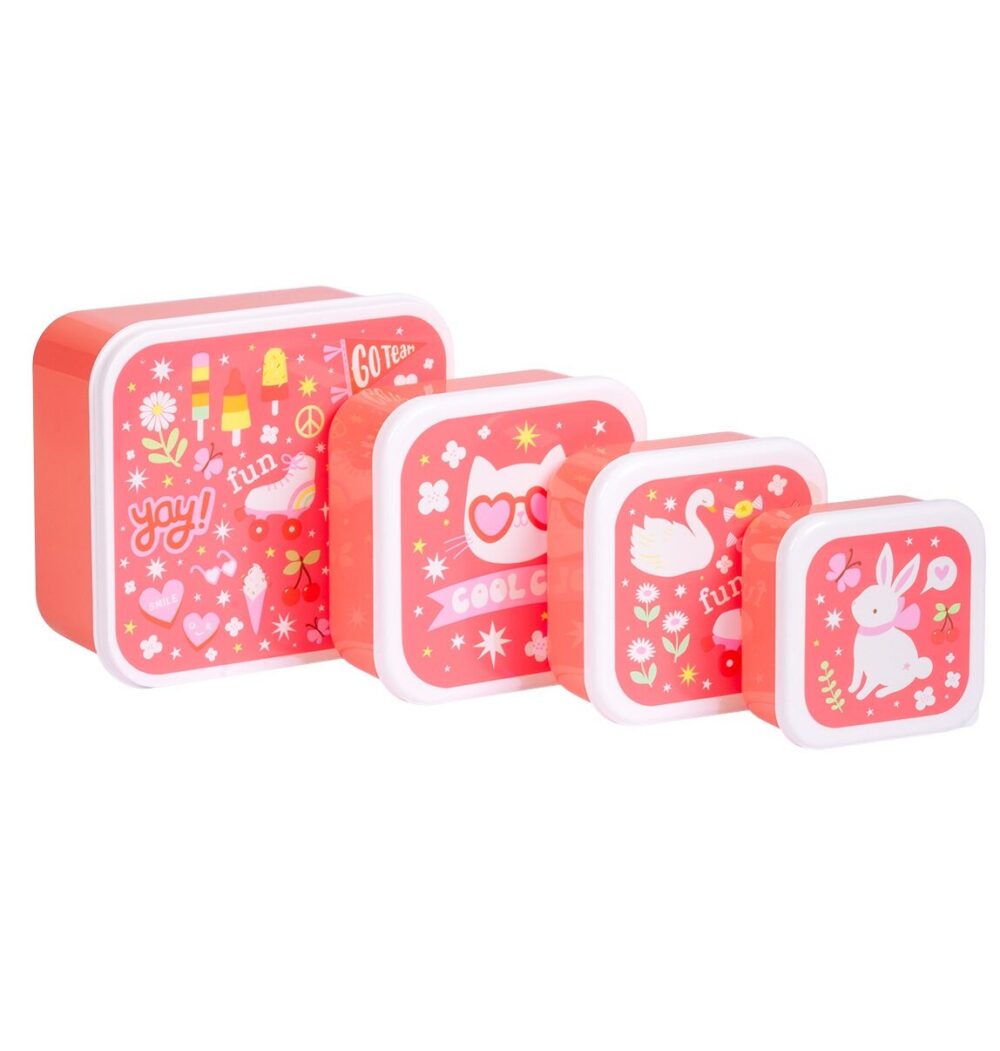 A little lovely company: Σετ 4 δοχεία φαγητού Lunch & Snack Box - Fun