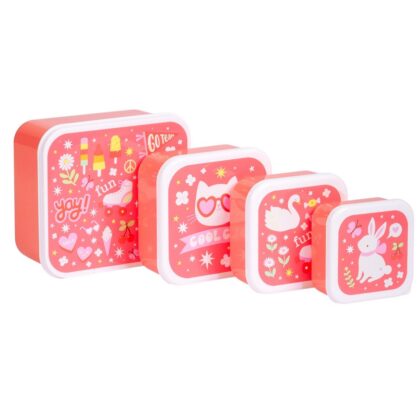 A little lovely company: Σετ 4 δοχεία φαγητού Lunch & Snack Box - Fun