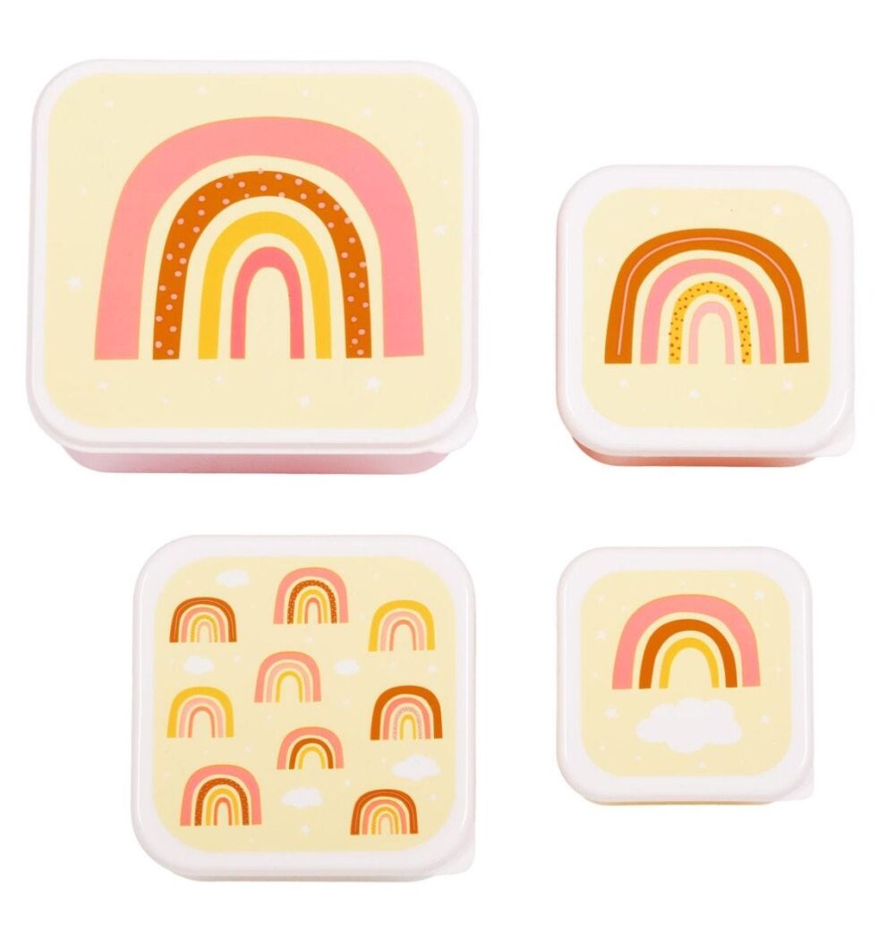 A little lovely company: Σετ 4 δοχεία φαγητού Lunch & Snack Box - Rainbows
