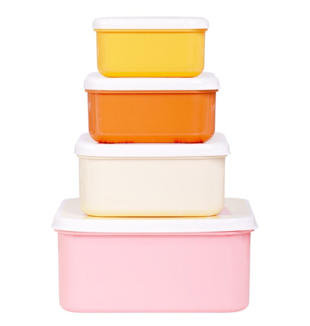 A little lovely company: Σετ 4 δοχεία φαγητού Lunch & Snack Box - Rainbows