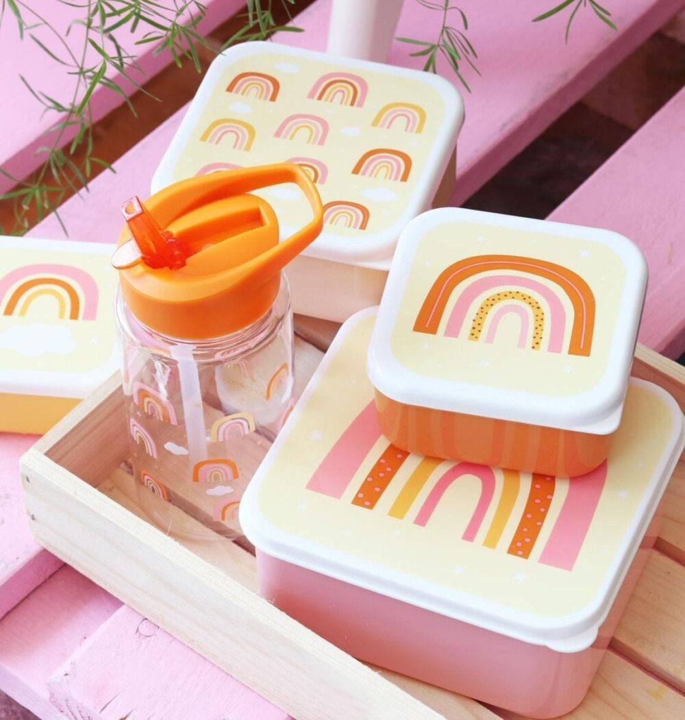 A little lovely company: Σετ 4 δοχεία φαγητού Lunch & Snack Box - Rainbows