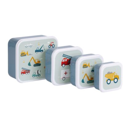 A little lovely company: Σετ 4 δοχεία φαγητού Lunch & Snack Box - Vehicles