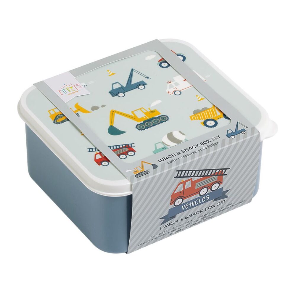 A little lovely company: Σετ 4 δοχεία φαγητού Lunch & Snack Box - Vehicles