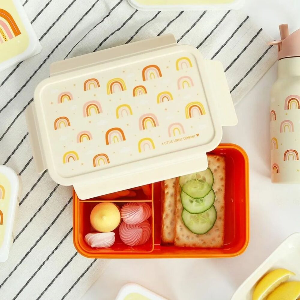 A little lovely company: Δοχείο φαγητού Bento με χωρίσματα 1,2 L - Rainbows