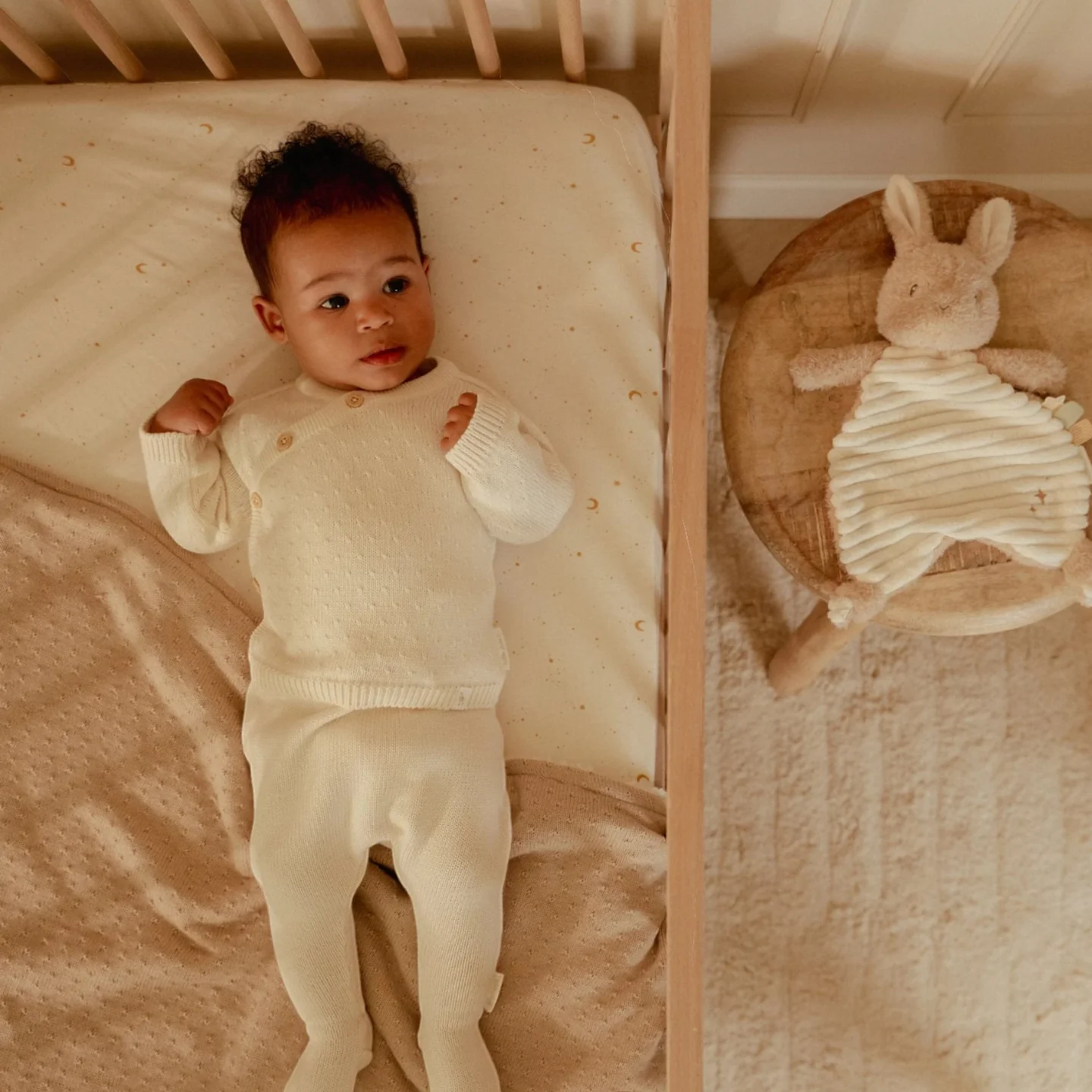 LITTLE DUTCH. Υφασμάτινο ανάγλυφο ντουντού κουνελάκι Newborn Naturals GRS